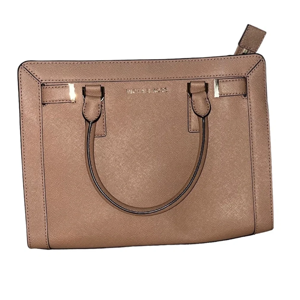 Michael Kors Dillon Saffiano Leather Crossbody Handbag Tan Satchel